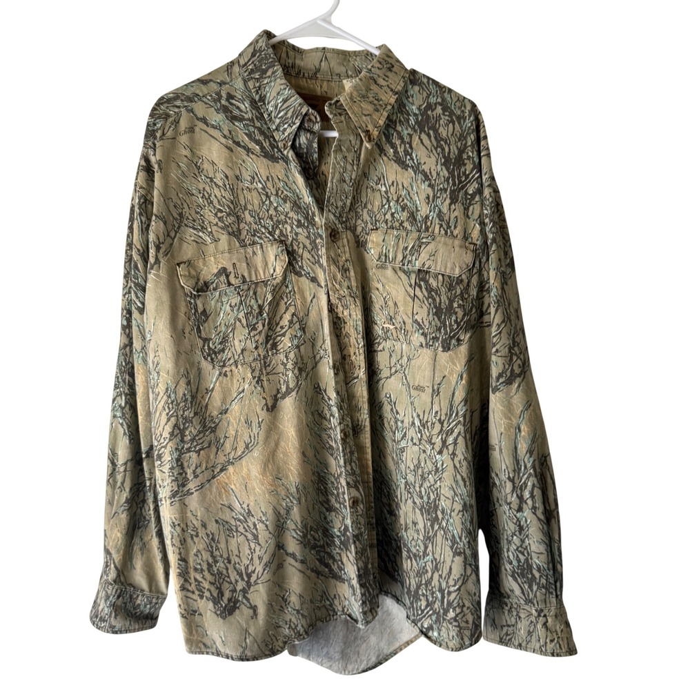 Duxbak‎ Ghost Vintage 90s Camo Long Sleeve Button Up Shirt Men's X-Large Hunting